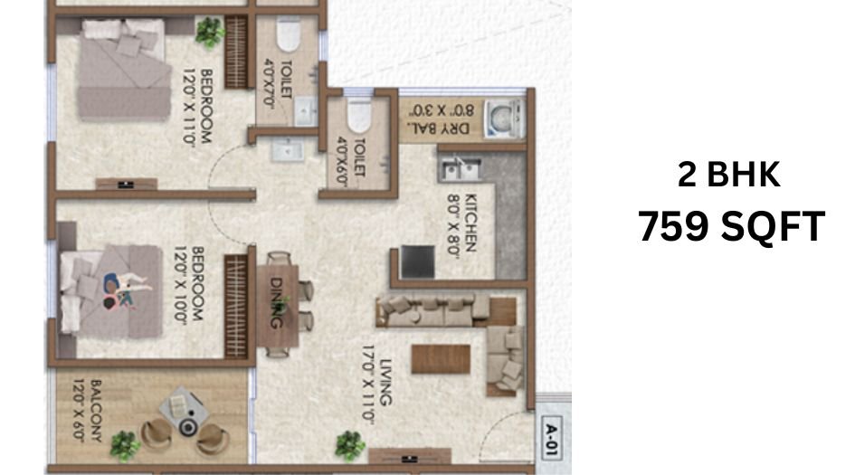 Sai-Asspire-Floor-plan-A-Wing-2 BHK-759 Sqft